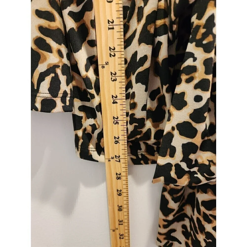 Eloquii Leopard Print Tie Waist Blouse slinky Stretchy long sleeve euc sz 18/20 - Picture 5 of 6